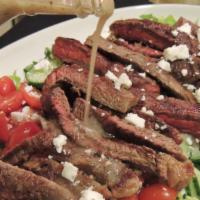 Beef Shish Greek · Certified Angus Brand Beef, All-Natural. Certified Angus tri-tip, cucumbers, tomatoes, onion...