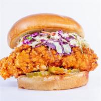 Abq Hot Chicken Sandwich · Hand-breaded and battered using our custom recipe, this is a 100% antibiotic and hormone-fre...