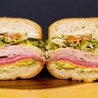 Turkey Combo Sandwich · Turkey, Ham, Salami, Mortadella, Mayo, Lettuce, Tomato, Pickles, Avocado