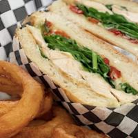 Chicken Pesto Sandwich Meal · Grilled Chicken Breast (marinated in pesto sauce), Pesto Mayo, Spinach, Sun-Dried Tomatoes, ...