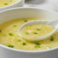 Corn Egg Drop Soup · Egg drop soup with corn.