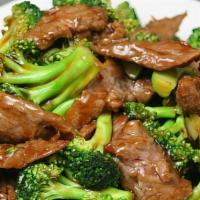 Beef With Broccoli · Tender sliced beef with broccoli, carrots, and onion stir-fried in brown sauce.