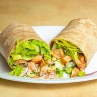 Cilantro'S Chicken Wrap · Romain lettuce, spinach mix, red onions, cucumbers, tomatoes & lime cilantro's dressing. Wra...