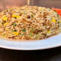 Fried Rice · with pork, egg, onion, corn, and garlic chives.