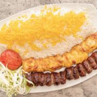#3 Combination Marinated Ground Beef Kabob + Saffron Chicken · One of our most favorite dishes, a combination of our premium beef kabob and saffron marinat...