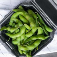 Edamame · Lightly boiled salted soybean pods.
