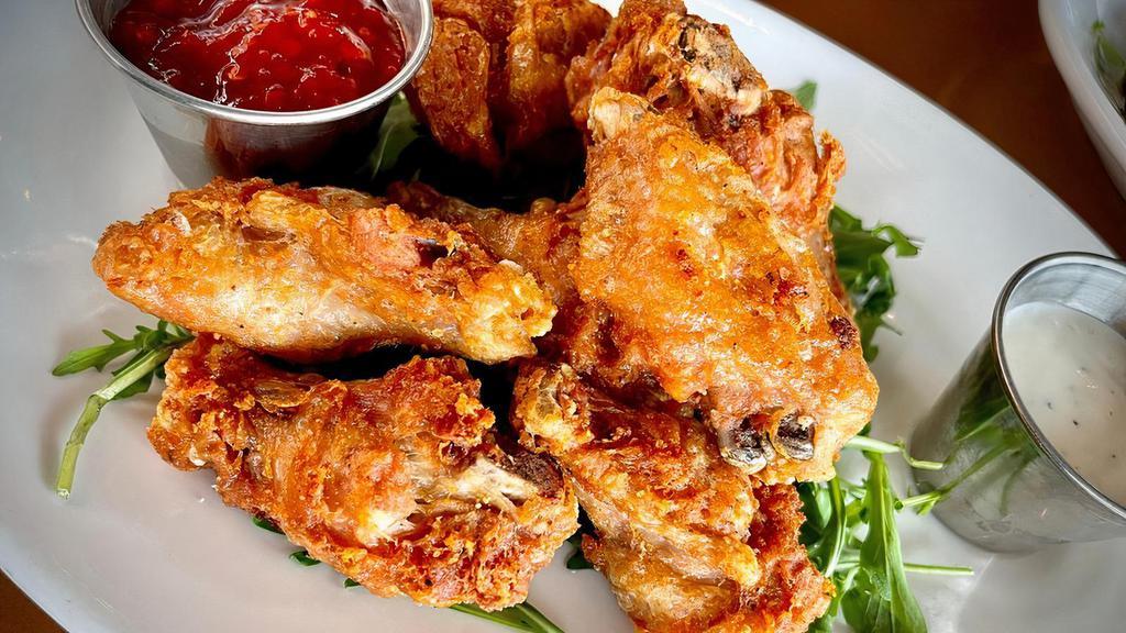 Chicken Wings · house dry spice rubbed or naked, served with house hot. sauce and house ranch