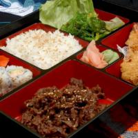 Beef Teriyaki · Grill sirloin, salad, miso soup & rice.