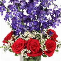 American Spirit · Send floral fireworks with the American spirit flower arrangement! Featuring vibrant red ros...