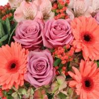 Forever More · You can never go wrong with this superb bouquet! The vibrant coral gerberas and stunning lav...