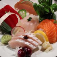 Sashimi (15) · 15 pieces - Tuna(3), Yellowtail(3), Salmon(3), White Fish(3), Albacore(3)