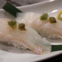 Halibut Sushi (2Pcs) · Hirame.