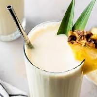 No Rum Colada Shake · Pineapple and coconut flavored Caribbean cooler protein, pineapple and nonfat yogurt.