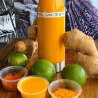 Ginger Turmeric Shot       · Orange Juice, Agave, Cayenne Pepper, Turmeric, Ginger and Lime Juice.