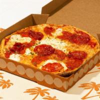 Gluten Free Pepperoni Pizza · Pepperoni with tomato sauce and fresh mozzarella.