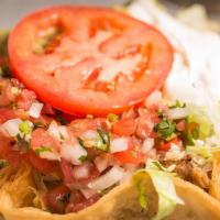 Taco Salad · Choice of meat or vegetarian with beans, rice, salsa, cheese, guacamole, sour cream, lettuce...