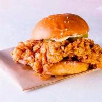 The Sweet Bird · Buttermilk Fried Chicken Breast, Dill Pickles, Creole Aioli, and Honey Butter