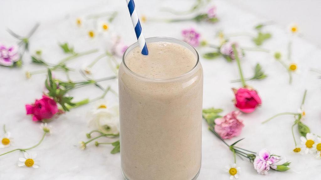 Inbloom Protein Vanilla Smoothie · A plant-based, power-packed* protein smoothie featuring INBLOOM's Vanilla Clean Green Protein, plus banana and cinnamon.. Boost your smoothie with INBLOOM's Beauty Aura marine-collagen berry powder for a healthy glow, or Immune Defense pomegranate protection powder to enhance your immune system.. *20g protein per smoothie. . Allergens: N = Contains tree nuts