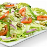 Mediterranean Salad · Iceberg Lettuce, Bell Peppers, Red Onions, Fresh Roma Tomatoes, Greeen Olives, Green Onions,...
