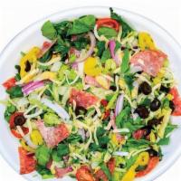 Classic Italian Chopped Salad · Iceberg Lettuce, Chicken, Mozzarella Cheese, Tomato, Banana Peppers, Red Onions, Black Olive...