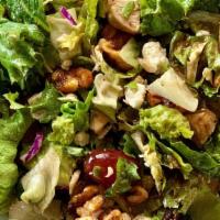 Tuscan Chicken · Roasted chicken, gorgonzola, grapes, and candied walnuts, mixed greens served with balsamic ...