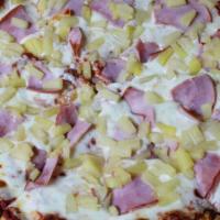Hawaiian Pizza (Large) · 12 slices. Rustic tomato sauce, mozzarella, ham & pineapple.