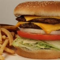 Double Cheeseburger Combo · Double cheeseburger with french fries and a regular drink.