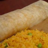 Burrito Plate · Stuffed with your choice of meat, beans, rice, onions, and cilantro. Served with rice and be...