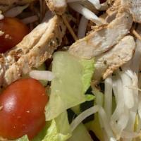Thai Chicken Salad Combo · Romaine lettuce, tomato, cucumber, chicken, bean sprouts, scallions, Chinese noodles and ses...