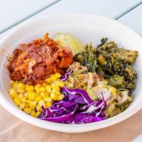 Bbq Jack · BBQ jackfruit, sweet potatoes, chili garlic broccolini, brussels sprouts, red cabbage, sweet...
