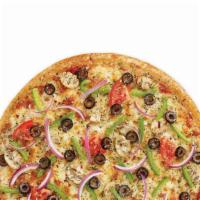 California Veggie - Personal · Mushrooms, green peppers, red onions, black olives, sliced tomatoes with garlic and classic ...