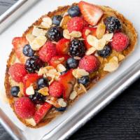 Almond Butter Droptop · Mixed Berries, Toasted Almonds, Local Honey, on Multigrain.