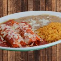 #2 Two Enchiladas · Choice of Sauce and Protein