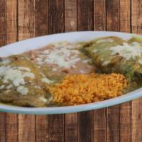 #10 Two Chile Rellenos · Melted Jack Cheese with Chile Pasilla and choice of sauce