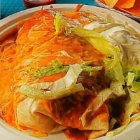 Lengua Burrito · Beans, Onions, Cilantro, & Mild Salsa