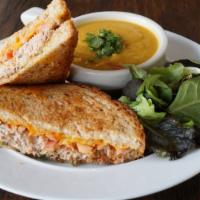 Tuna Melt · White tuna mixed with green onions, celery,  diced apples and mayo served grilled with melte...