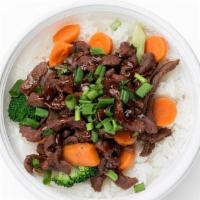 Regular Angus Beef Bowl · Certified Angus beef, with your choice of white or brown rice, veggies or salad. 610 cal.