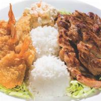 Seafood Combo · Fried fish fillet, fried shrimp, and choice of BBQ beef, BBQ chicken, BBQ short ribs, chicke...