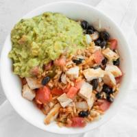 Tex Mex Bowl · Chicken. Spanish rice, black beans, lazy salsa, and guacamole.