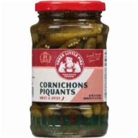 Cornichons Piquants · Sweet & Spicy Baby Gherkins 12.4 oz.