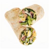 Grilled Chicken Caesar Wrap · Our Grilled Chicken Caesar wrap on a flour tortilla comes recommended with a base of Romaine...