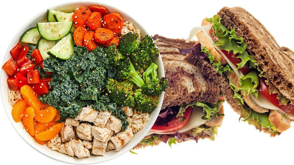 Grain Bowl / Sandwich · Create your own style with half southwest grain bowl and your choice of any half sandwich. 90-960 cal.