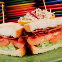 Legends Blt · Strips of bacon, lettuce, tomato and mayonnaise on toasted sourdough.