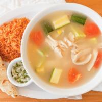 Chicken Soup · Rice, mix onions, corn or flour tortillas.