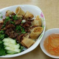 Grilled Beef With Vermicelli / Bun Bö Nirong · Add egg rolls, pork, shrimp, beef and chicken.