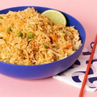 Fried Rice · Savory Fried Rice X Your Choice of Protein X Onions/Tomatoes/Eggs.
