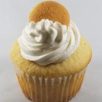 Vanilla Cupcake · Vanilla Cupcake with Vanilla Buttercream, topped with a Nilla Wafer.