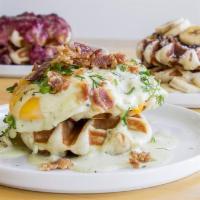 Savory Breakfast · Two Sunny-Side-Up Eggs, Bacon, Cheddar, Jalapeño Hollandaise