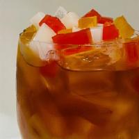 Iced Mango Tea & Jelly  22Oz. · Black Tea & Coconut Lychee Jelly