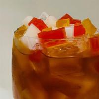 Iced Passion Fruit Tea & Jelly 22Oz. · Black Tea & Coconut Lychee Jelly